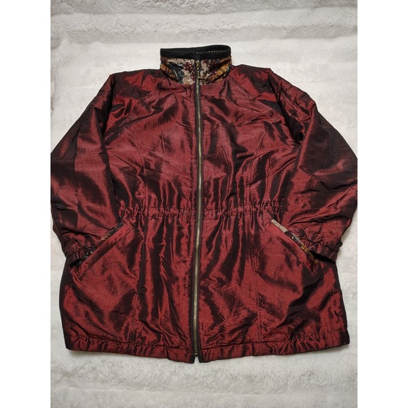 Vintage Women's L Reversible Jacket CS Classic Burgundy/ Black - Picture 1 of 12